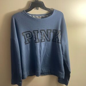 Blue, medium pink, long sleeve sweater